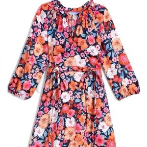 Draper James blue and orange Floral Long Sleeve Dress